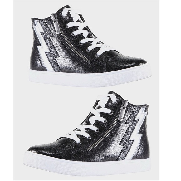 Nina “Cordelia” Hi-Top Girls Lightning Bolt Crackle Metallic Sneaker - Picture 1 of 12